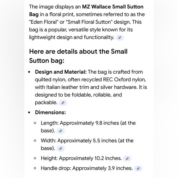 MZ Wallace  Black/Blue Small Floral Sutton bag with Blue Stripe - Picture 5 of 11